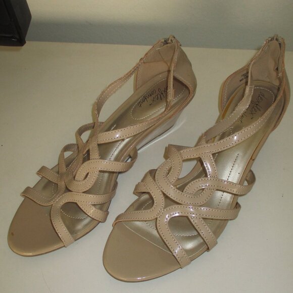 dexflex comfort Womens Tan Rear Zip Slingback Sandal w/2" Wedge NWOB - Size 11M - Picture 3 of 8